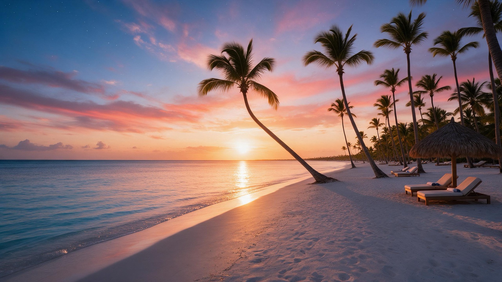 Playa de Punta Cana al atardecer