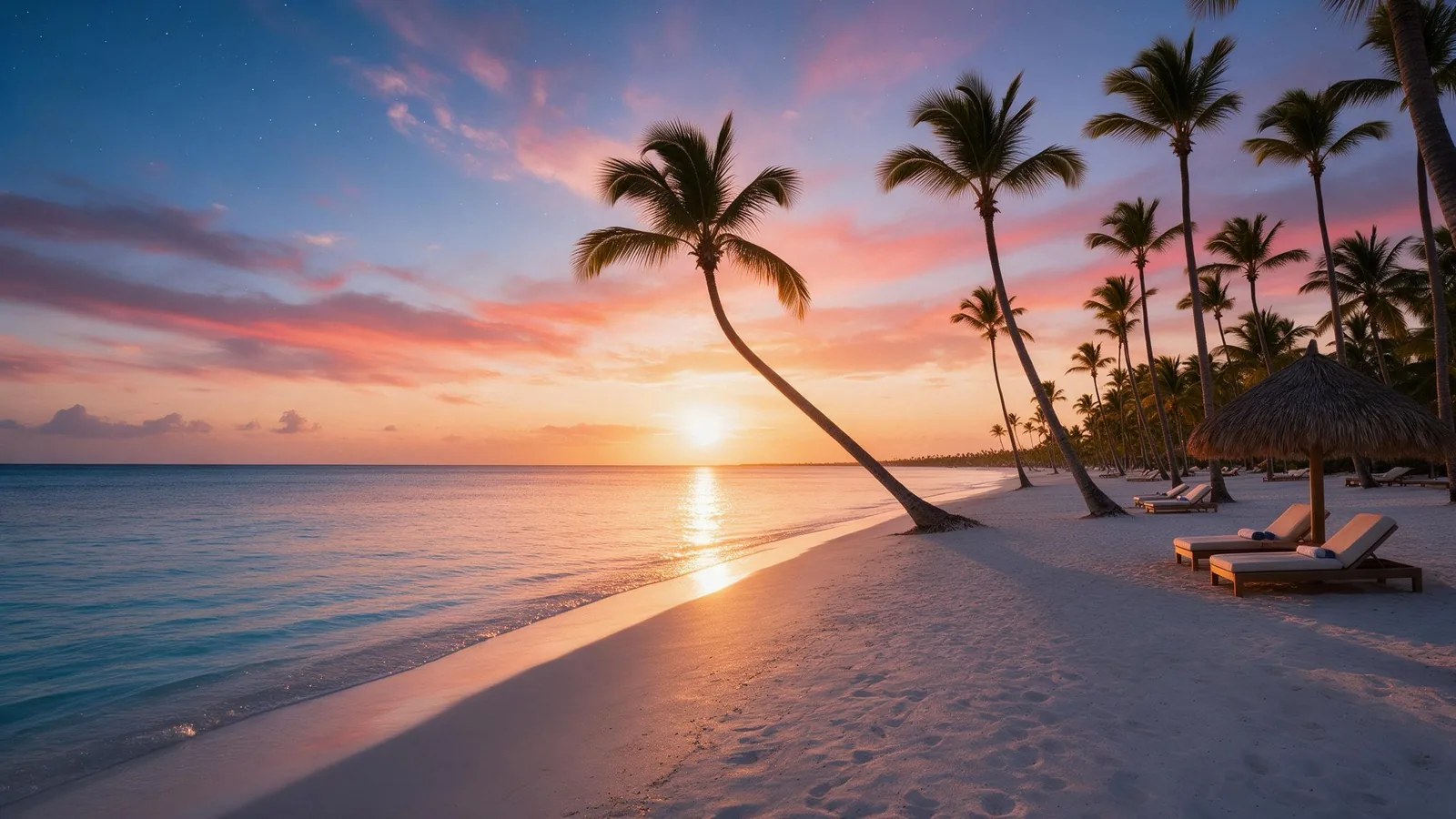 Playa de Punta Cana al atardecer